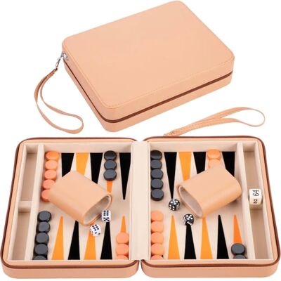 Longfield Games Backgammon - 9 Zoll Beige - Backgammon mit Reißverschluss Longfield Games Backgammon - 9 Zoll Beige - Backgammon mit Reißverschluss