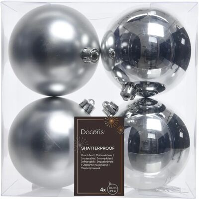 KAEMINGK - 4x10cm Silver Ball - 10 cm - Silver - Dekorative Weihnachtskugeln KAEMINGK - 4x10cm Silver Ball - 10 cm - Silver - Dekorative Weihnachtskugeln