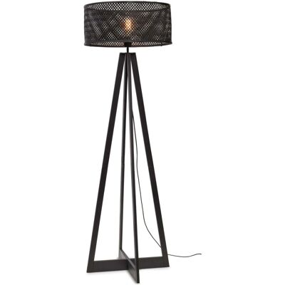 Lampadaire en bambou Good & Mojo - Noir - 145x50cm - Style Moderne - Publicité Lampadaire en bambou Good & Mojo - Noir - 145x50cm - Style Moderne - Publicité