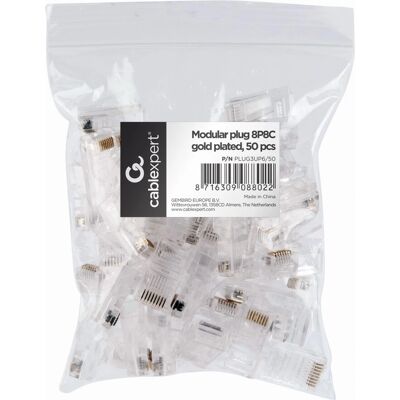 Gembird Modello PLUG3UP6/50 Connettore RJ-45 - Trasparente, Oro Gembird Modello PLUG3UP6/50 Connettore RJ-45 - Trasparente, Oro