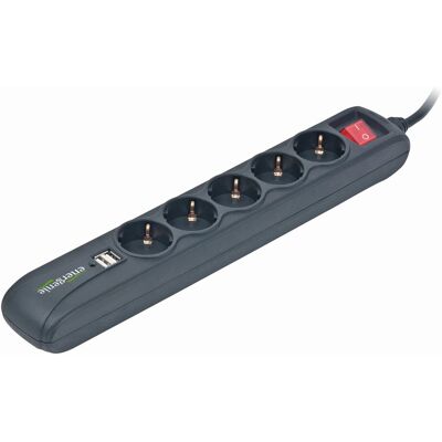 Protezione da sovratensioni EnerGenie SPG5-U2-5 - 5 prese, 2 USB, 1,5m Cavo Protezione da sovratensioni EnerGenie SPG5-U2-5 - 5 prese, 2 USB, 1,5m Cavo