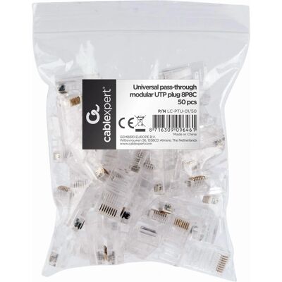 Gembird LC-PTU-01/50 draadconnector - RJ45 modulair stekker voor LAN-kabels Gembird LC-PTU-01/50 draadconnector - RJ45 modulair stekker voor LAN-kabels
