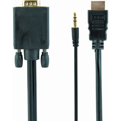 Gembird A-HDMI-VGA-03-6 Videokábel Adapter - 1,8 m - Fekete - VGA a HDMI-val hanggal Gembird A-HDMI-VGA-03-6 Videokábel Adapter - 1,8 m - Fekete - VGA a HDMI-val hanggal