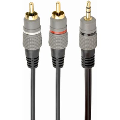 Câble audio Gembird CCA-352-1.5M - 3,5 mm à RCA - Noir - Publicité Câble audio Gembird CCA-352-1.5M - 3,5 mm à RCA - Noir - Publicité