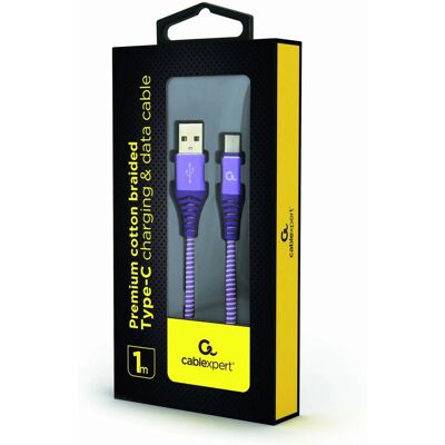 Gembird USB-Kabel - 1,8 m USB 2.0 A auf USB C Violett & Weiß Gembird USB-Kabel - 1,8 m USB 2.0 A auf USB C Violett & Weiß