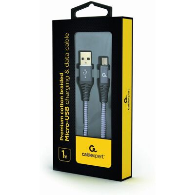 Gembird Modell CC-USB2B-AMMBM-1M-WB2 USB-Kabel - Micro-USB B zu USB A - 1m, Grau/Weiß Gembird Modell CC-USB2B-AMMBM-1M-WB2 USB-Kabel - Micro-USB B zu USB A - 1m, Grau/Weiß