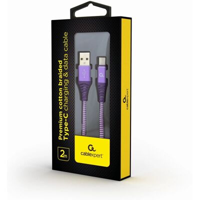 Gembird CC-USB2B-AMCM-2M-PW USB-Kabel - 2m - Lila/Weiß Gembird CC-USB2B-AMCM-2M-PW USB-Kabel - 2m - Lila/Weiß