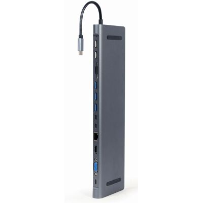 Gembird USB-C Hub 9-w-1 Szary Gembird USB-C Hub 9-w-1 Szary