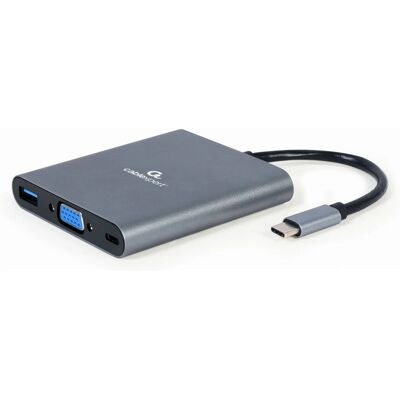 Gembird A-CM-COMBO6-01 Laptop Dock/Port Replikator - USB 3.2 Gen 1 - Grau Gembird A-CM-COMBO6-01 Laptop Dock/Port Replikator - USB 3.2 Gen 1 - Grau