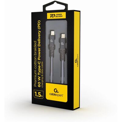 Gembird USB-C Kabel - 1,5 m - Grau - USB 2.0 & Power Delivery Gembird USB-C Kabel - 1,5 m - Grau - USB 2.0 & Power Delivery