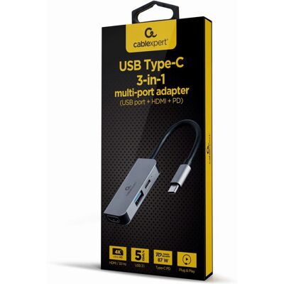 Gembird A-CM-COMBO3-02 USB-Hub & Multiport-Adapter - Silber Gembird A-CM-COMBO3-02 USB-Hub & Multiport-Adapter - Silber