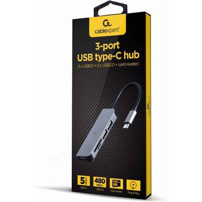 Gembird UHB-CM-CRU3P1U2P2-01 USB-hubi - Hopea Gembird UHB-CM-CRU3P1U2P2-01 USB-hubi - Hopea