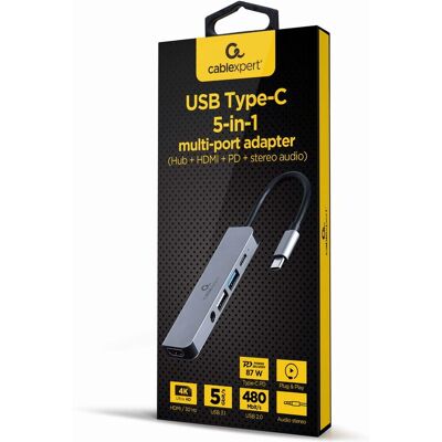 Gembird USB-C Multi-Port Hub - 4K & Strom Gembird USB-C Multi-Port Hub - 4K & Strom