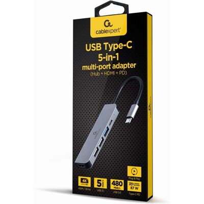 Gembird A-CM-COMBO5-03 Laptop Dock - USB-C Silber Gembird A-CM-COMBO5-03 Laptop Dock - USB-C Silber