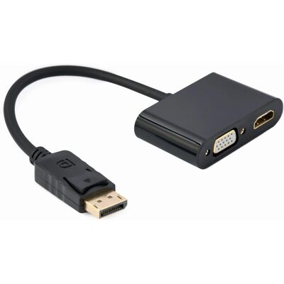 Kabel DisplayPort Gembird - 10cm - Czarny - Adapter DisplayPort na HDMI i VGA - Model A-DPM-HDMIFVGAF-01 Kabel DisplayPort Gembird - 10cm - Czarny - Adapter DisplayPort na HDMI i VGA - Model A-DPM-HDMIFVGAF-01