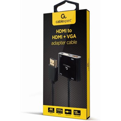 Adaptador HDMI para VGA Gembird A-HDMIM-HDMIFVGAF-01 Adaptador HDMI para VGA Gembird A-HDMIM-HDMIFVGAF-01
