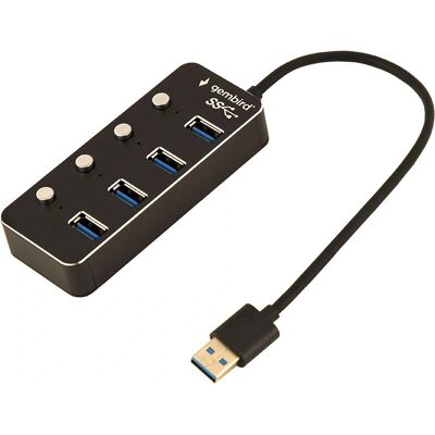 Gembird UHB-U3P4P-01 Hub USB - Czarny - 4 Porty - USB 3.2 Gen 1 Gembird UHB-U3P4P-01 Hub USB - Czarny - 4 Porty - USB 3.2 Gen 1