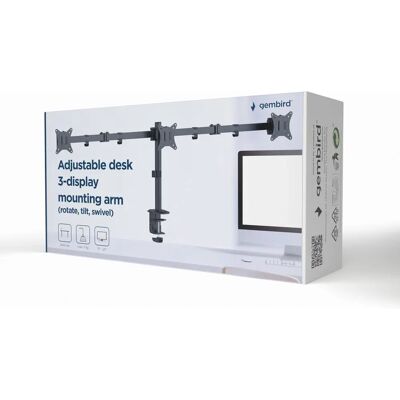 Soporte de Monitor Gembird MA-D3-01 - 3 Pantallas, 17-27" - Negro Soporte de Monitor Gembird MA-D3-01 - 3 Pantallas, 17-27" - Negro