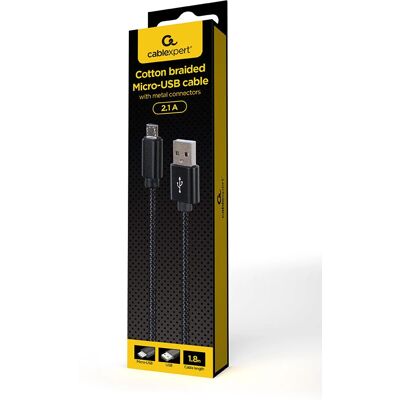 Gembird Micro-USB-zu-USB-Kabel - 1,8 m - Schwarz - Micro-USB B Gembird Micro-USB-zu-USB-Kabel - 1,8 m - Schwarz - Micro-USB B