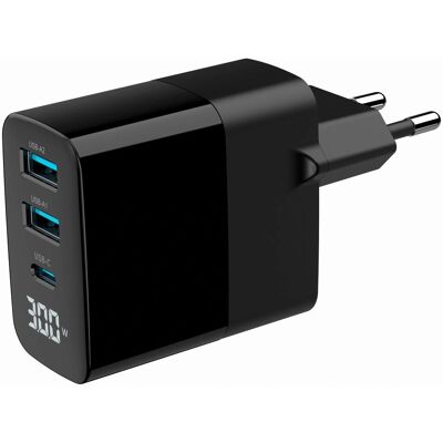 Φορτιστής USB GaN Gembird 30W - Γρήγορη φόρτιση, LCD, 3 θύρες Φορτιστής USB GaN Gembird 30W - Γρήγορη φόρτιση, LCD, 3 θύρες