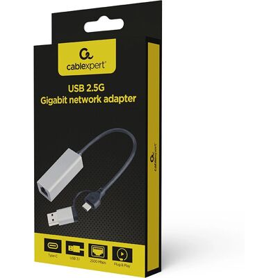 Gembird USB 2.5G Gigabit Sieciowy Adapter - Szary Gembird USB 2.5G Gigabit Sieciowy Adapter - Szary