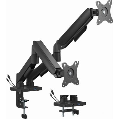 Gembird Doppelmonitorhalterung mit USB-Ports - Schwarz Gembird Doppelmonitorhalterung mit USB-Ports - Schwarz