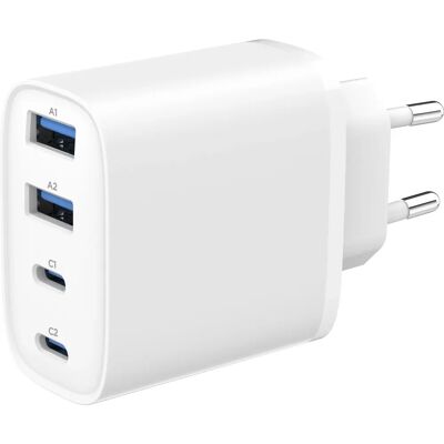 Gembird - TA-UC-2A2C-PD40-01-W - 4-port GaN - USB töltő Gembird - TA-UC-2A2C-PD40-01-W - 4-port GaN - USB töltő