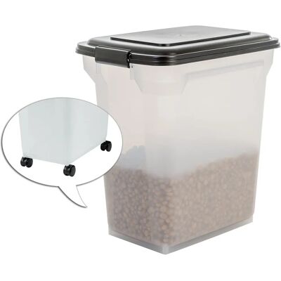 Iris Ohyama Pet Food Container - 45L/15kg, Black, Airtight, with Wheels & Scoop - Dog & Cat Food Storage Iris Ohyama Pet Food Container - 45L/15kg, Black, Airtight, with Wheels & Scoop - Dog & Cat Food Storage