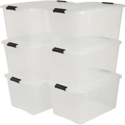 Iris Ohyama - 6 Scatole di Immagazzinaggio con Coperchio & Clips - 45L - Trasparente - Impilabile - Casa & Giocattoli Iris Ohyama - 6 Scatole di Immagazzinaggio con Coperchio & Clips - 45L - Trasparente - Impilabile - Casa & Giocattoli
