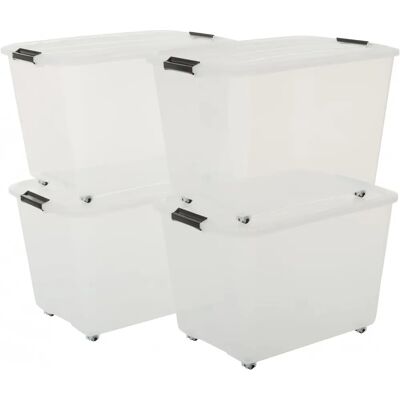IRIS OHYAMA Set di 4 scatole impilabili trasparenti 60L IRIS OHYAMA Set di 4 scatole impilabili trasparenti 60L