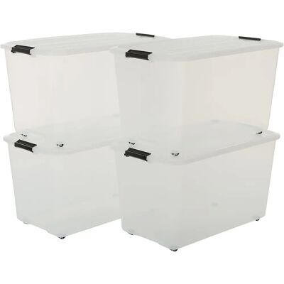 IRIS OHYAMA - Set mit 4 Aufbewahrungsboxen - 70 L mit Rädern - Transparent IRIS OHYAMA - Set mit 4 Aufbewahrungsboxen - 70 L mit Rädern - Transparent