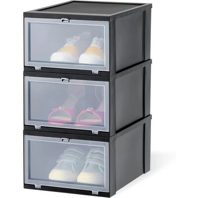 IRIS OHYAMA - Stapelbare Schuhboxen - 14L - Schwarz - Für Größen 47-48 IRIS OHYAMA - Stapelbare Schuhboxen - 14L - Schwarz - Für Größen 47-48