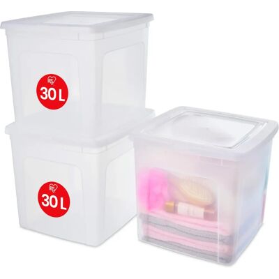 Iris Ohyama - Úložné boxy 30L - Stohovatelné, Transparentní Iris Ohyama - Úložné boxy 30L - Stohovatelné, Transparentní