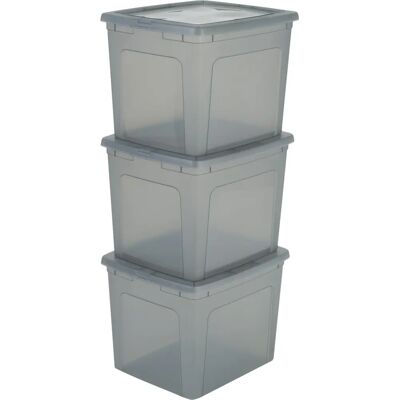 IRIS OHYAMA - Set van 3 Opbergdozen, 30L, Transparant - Modular Clear Box MCB-30 IRIS OHYAMA - Set van 3 Opbergdozen, 30L, Transparant - Modular Clear Box MCB-30