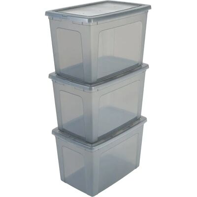 Iris Ohyama Boîtes de Rangement 70L - Gris, Empilables - Publicité Iris Ohyama Boîtes de Rangement 70L - Gris, Empilables - Publicité