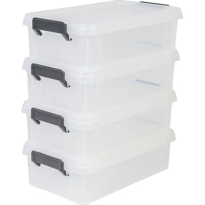 Ensemble de Boîtes de Rangement Iris Ohyama - 4L Multi Box - Transparent & Noir Ensemble de Boîtes de Rangement Iris Ohyama - 4L Multi Box - Transparent & Noir