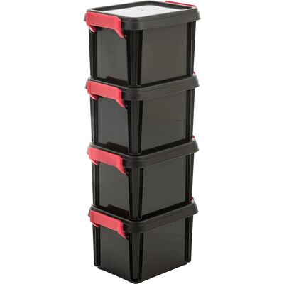 Set scatole di stoccaggio Iris Ohyama - 4 pezzi, 2L, impilabili, nero Set scatole di stoccaggio Iris Ohyama - 4 pezzi, 2L, impilabili, nero