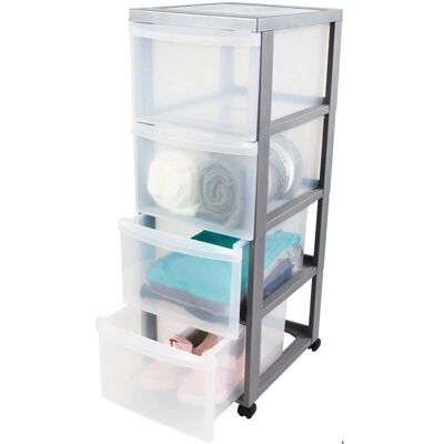 Armario de almacenamiento Iris Ohyama - 4 Cajones, Gris, 15L - Oficina y Hogar Armario de almacenamiento Iris Ohyama - 4 Cajones, Gris, 15L - Oficina y Hogar