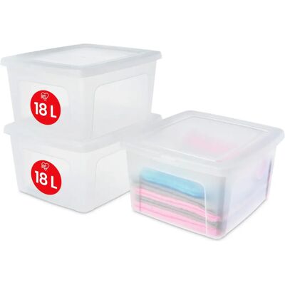 IRIS OHYAMA - Conteneur de stockage - 18L, Lot de 3 IRIS OHYAMA - Conteneur de stockage - 18L, Lot de 3