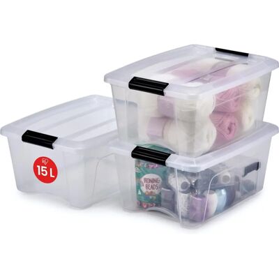 IRIS OHYAMA Sada 3 úložných boxů - 15L - Transparentní IRIS OHYAMA Sada 3 úložných boxů - 15L - Transparentní