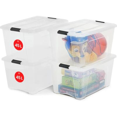 IRIS OHYAMA Cajas de almacenamiento - 45L, Transparente, Apilable IRIS OHYAMA Cajas de almacenamiento - 45L, Transparente, Apilable