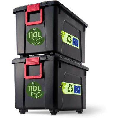 Iris Ohyama SIA-110 Aufbewahrungsboxen Set aus 2 - Groß, Mit Rädern, Stapelbar Iris Ohyama SIA-110 Aufbewahrungsboxen Set aus 2 - Groß, Mit Rädern, Stapelbar
