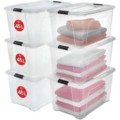 Ensemble de Boîtes de Rangement IRIS OHYAMA - 45L, Transparent, Empilable - Publicité Ensemble de Boîtes de Rangement IRIS OHYAMA - 45L, Transparent, Empilable - Publicité