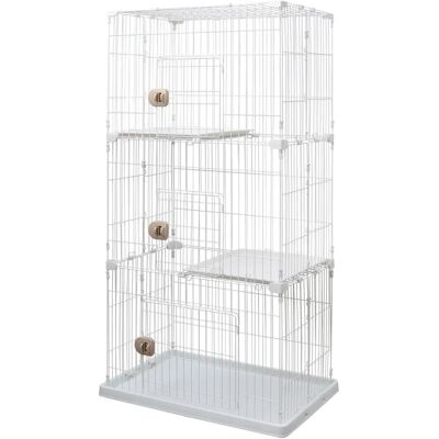 Jaula, Casa para perro, Gato en Iris Ohyama - 3 niveles, 3 puertas, Blanco Jaula, Casa para perro, Gato en Iris Ohyama - 3 niveles, 3 puertas, Blanco
