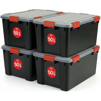 Boîte de rangement Iris Ohyama - 50L empilable, sans BPA, clips de verrouillage - Publicité Boîte de rangement Iris Ohyama - 50L empilable, sans BPA, clips de verrouillage - Publicité