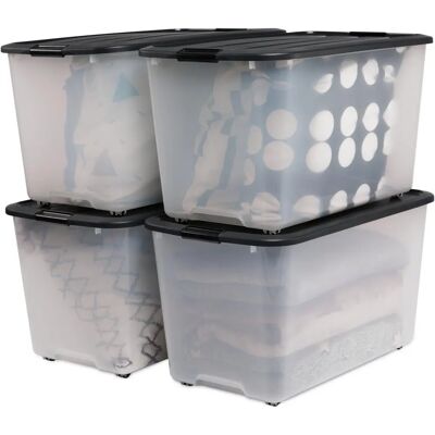 IRIS OHYAMA Caja de almacenamiento - 70L, Pack de 4, Apilable, Sin BPA IRIS OHYAMA Caja de almacenamiento - 70L, Pack de 4, Apilable, Sin BPA