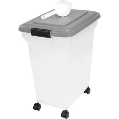 Conteneur à nourriture pour animaux Iris Ohyama - 45L, Gris, Étanche, Roues & Pelle - Publicité Conteneur à nourriture pour animaux Iris Ohyama - 45L, Gris, Étanche, Roues & Pelle - Publicité
