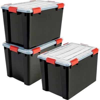 Iris Ohyama - Cajas de almacenamiento impermeables 70L - Apilables - Sin BPA Iris Ohyama - Cajas de almacenamiento impermeables 70L - Apilables - Sin BPA