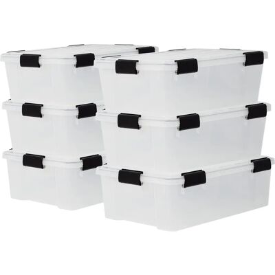 Iris Ohyama - Boîte de rangement 30L transparente empilable avec clips - Publicité Iris Ohyama - Boîte de rangement 30L transparente empilable avec clips - Publicité