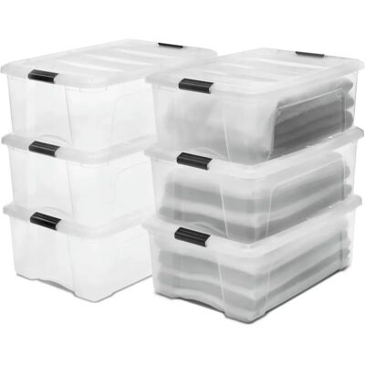 IRIS OHYAMA 6 Contenitori di stoccaggio - 30L Trasparente Impilabile senza BPA IRIS OHYAMA 6 Contenitori di stoccaggio - 30L Trasparente Impilabile senza BPA